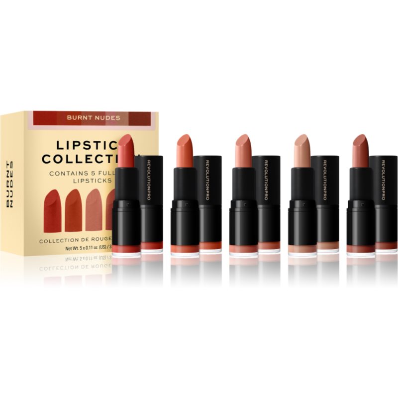 E-shop Revolution PRO Lipstick Collection saténová rtěnka dárková sada odstín Burnt Nudes 5x3,2 g
