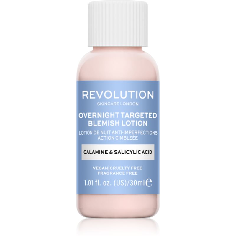 Revolution Skincare Blemish Calamine & Salicylic Acid vietinio poveikio priemonė nuo aknės naktinė priemonė 30 ml