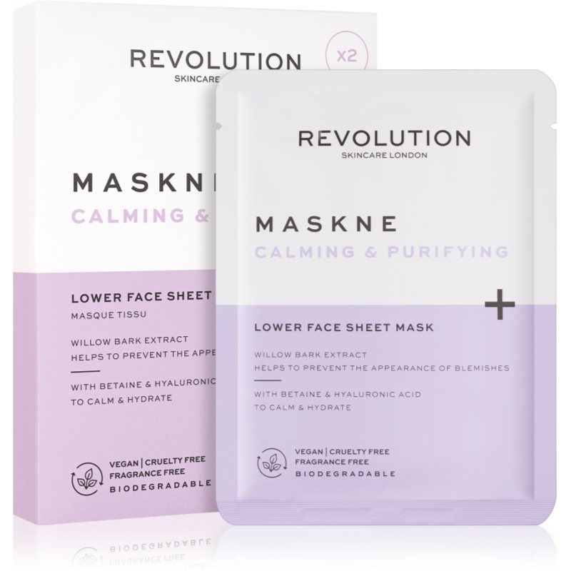 Revolution Skincare Maskcare Maskne Calming & Purifying hlboko regeneračná maska pre citlivú a podráždenú pleť 2 ks