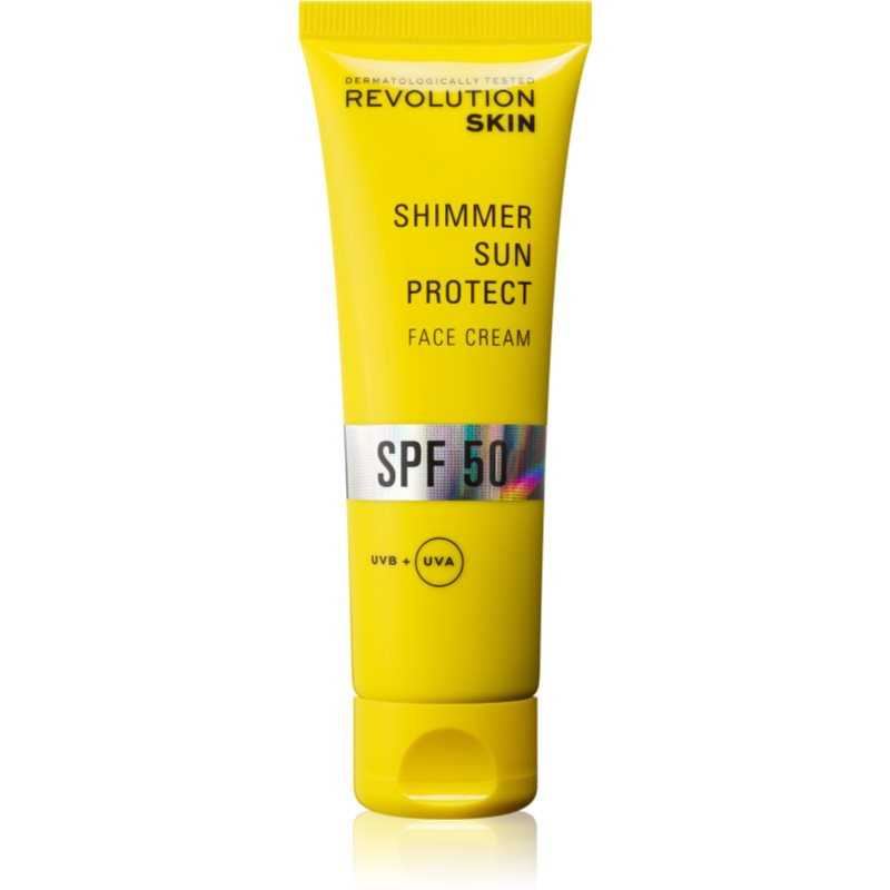 Revolution Skincare Sun Protect Shimmer роз'яснюючий захисний крем SPF 50 50 мл