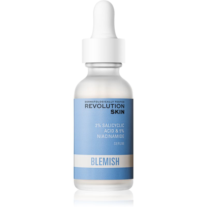 Revolution Skincare Blemish 2% Salicylic Acid & 5% Niacinamide raminamasis serumas probleminei, aknės paveiktai odai 30 ml