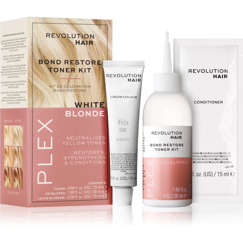 Revolution Haircare Plex Bond Restore Kit Set for Hair Color Enhancement Shade White Blonde
