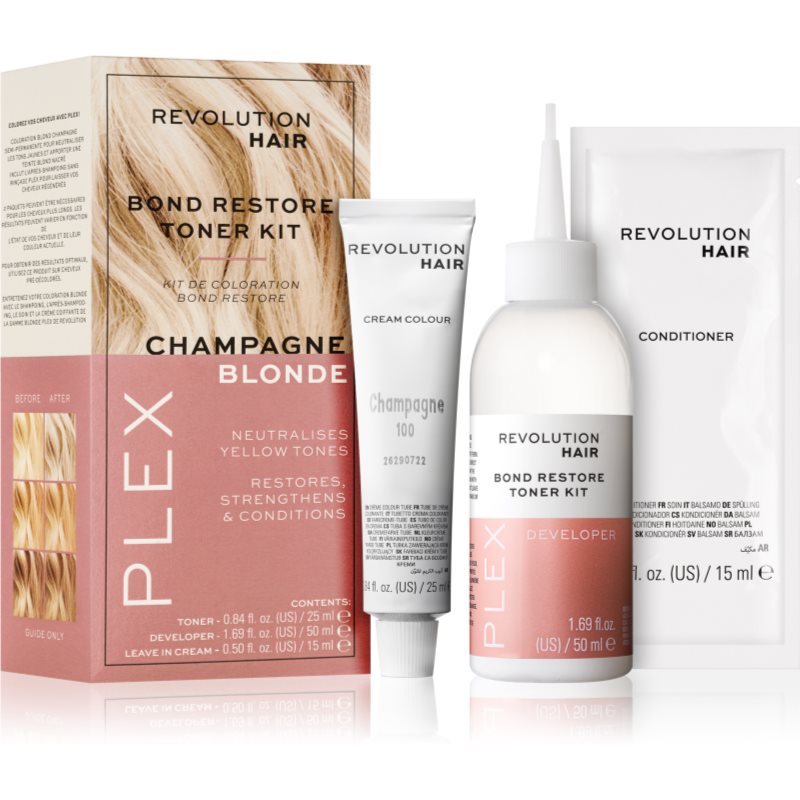 Revolution Haircare Plex Bond Restore Kit Set for Hair Color Enhancement Shade Champagne Blonde

