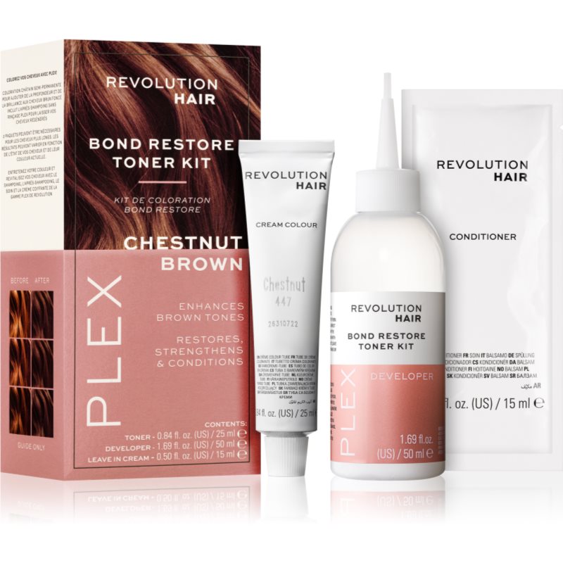 Revolution Haircare Plex Bond Restore Kit set za intenzivnost barve las odtenek Chestnut Brown