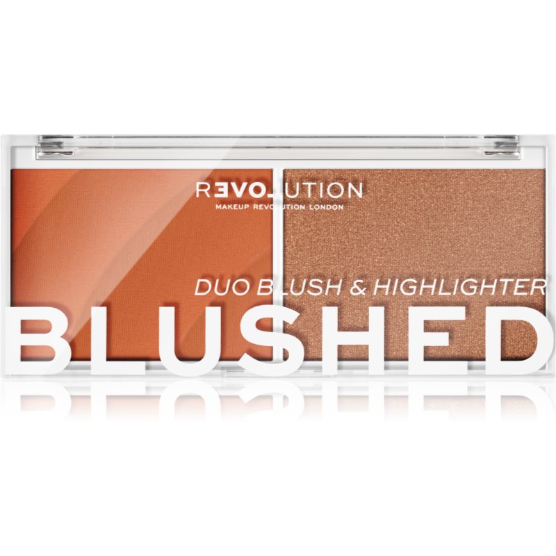 Revolution Relove Colour Play Blushed Duo Blush & Highlighter 5,8 g kontúrovacia paletky pre ženy Queen