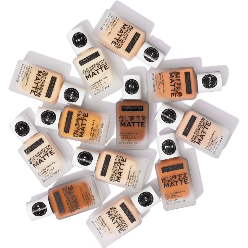 Revolution Relove Super Matte Foundation Long-lasting Mattifying Foundation Shade F1 24 Ml