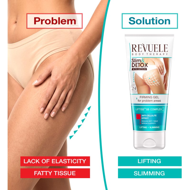 Revuele Slim & Detox With Caffeine tvarujúci gél na spevnenie pokožky 200 ml