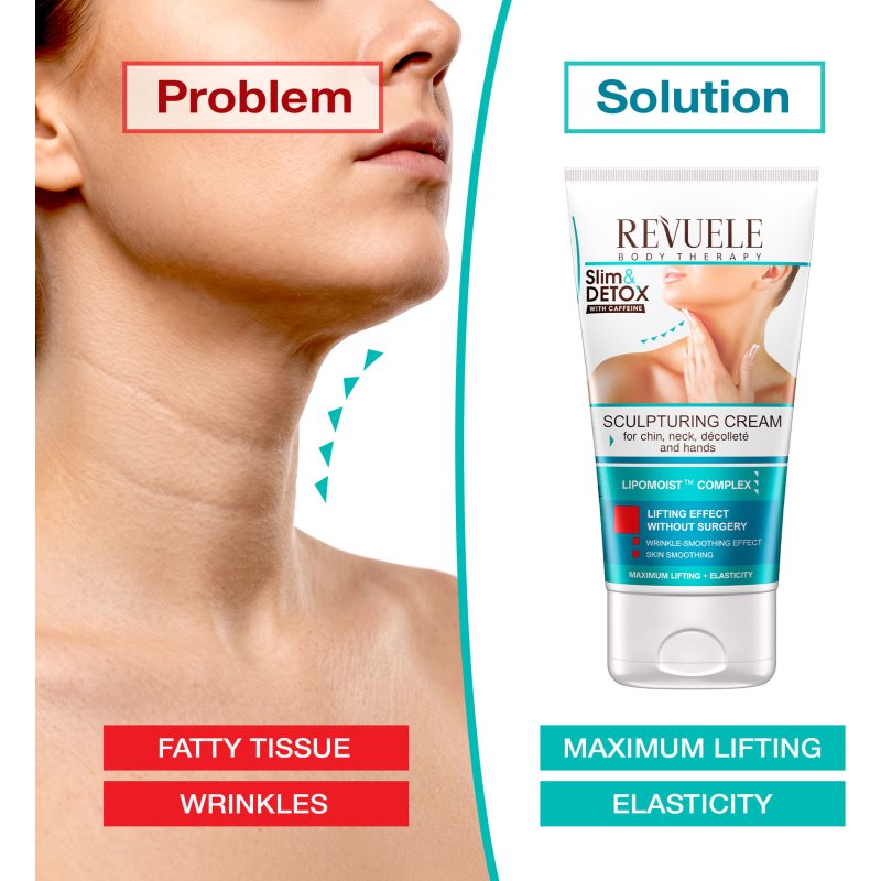 Revuele Slim & Detox With Caffeine modelačný krém na krk a dekolt 150 ml