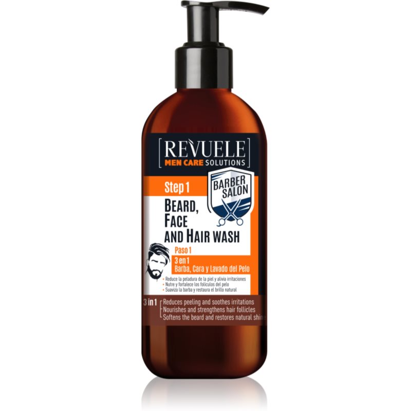 Revuele Men Care Solutions Barber Salon šampón na vlasy a fúzy 3v1 300 ml