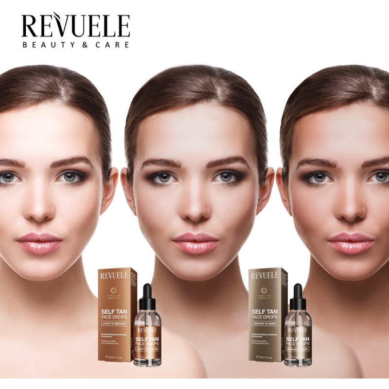 Revuele Paradise Bronze Self Tan Face Drops samoopalovací kapky na obličej odstín Light To Medium 30 ml (obrázek 3)