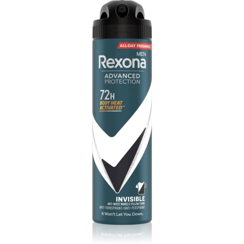 Rexona Men Advanced Protection Inga vita eller gula märken-antiperspirant 72 tim för män Invisible 150 ml male