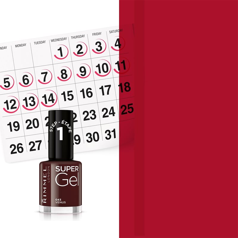 Rimmel Super Gel Vernis à Ongles Gel Sans Lampe UV/LED Teinte 043 Venus 12 Ml
