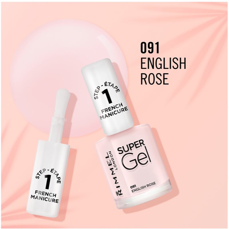 Rimmel Super Gel Step 1 лак для французького манікюру відтінок 091 English Rose 12 мл