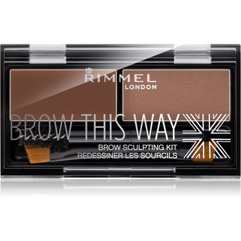 Rimmel Brow This Way antakių makiažo priemonių paletė atspalvis 002 Medium Brown 1,3 g