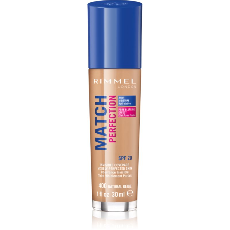 Rimmel Match Perfection Flüssiges Make-Up SPF 20 Farbton 400 Natural Beige 30 ml