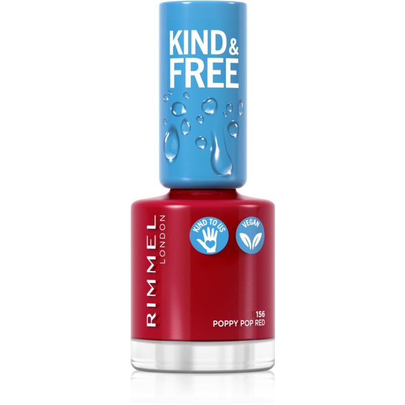 E-shop Rimmel Kind & Free lak na nehty odstín 156 Poppy Pop Red 8 ml