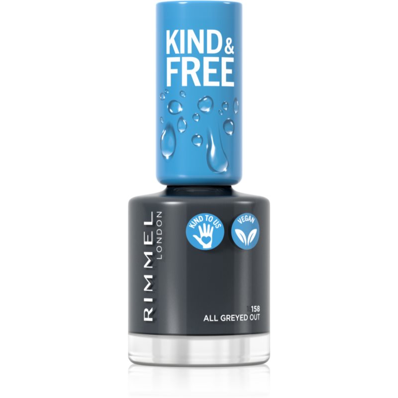 E-shop Rimmel Kind & Free lak na nehty odstín 158 All Greyed Out 8 ml