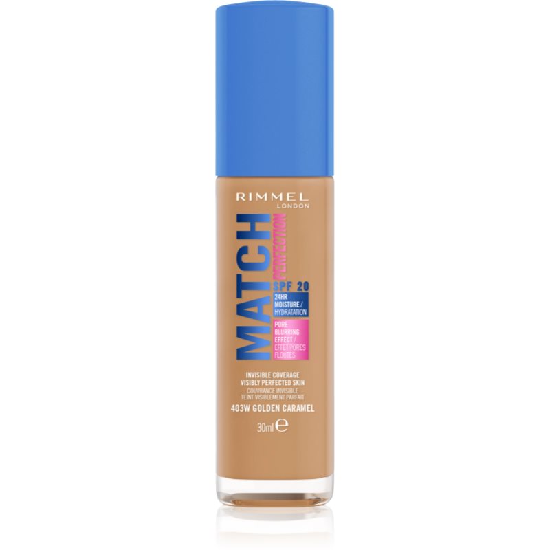 Rimmel Match Perfection liquid foundation SPF 20 shade 403W Golden Caramel 30 ml