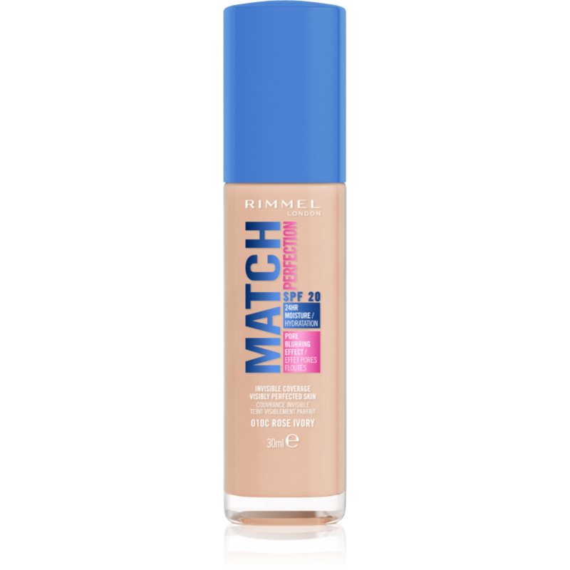 Rimmel Match Perfection liquid foundation SPF 20 shade 010C Rose Ivory 30 ml