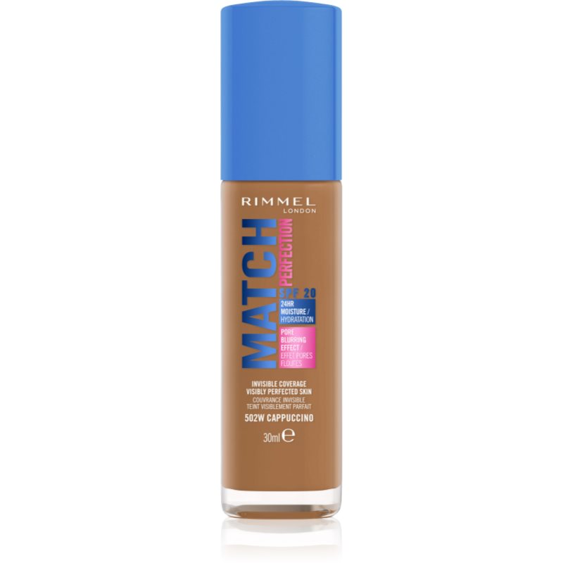 Rimmel Match Perfection liquid foundation SPF 20 shade 502W Cappuccino 30 ml