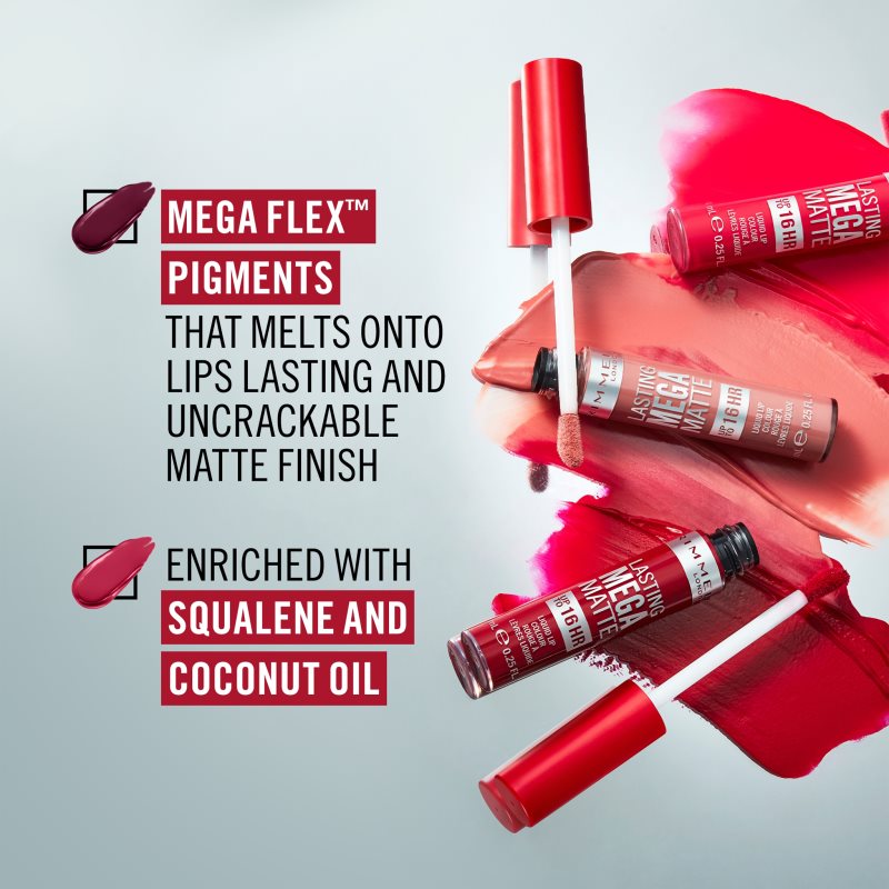 Rimmel Lasting Mega Matte Rouge à Lèvres Léger Liquide Mat 16h Teinte Lovebite 7,4 Ml