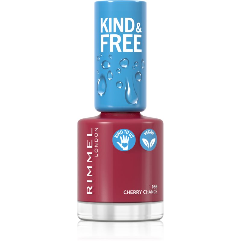 E-shop Rimmel Kind & Free lak na nehty odstín 166 Cherry Chance 8 ml