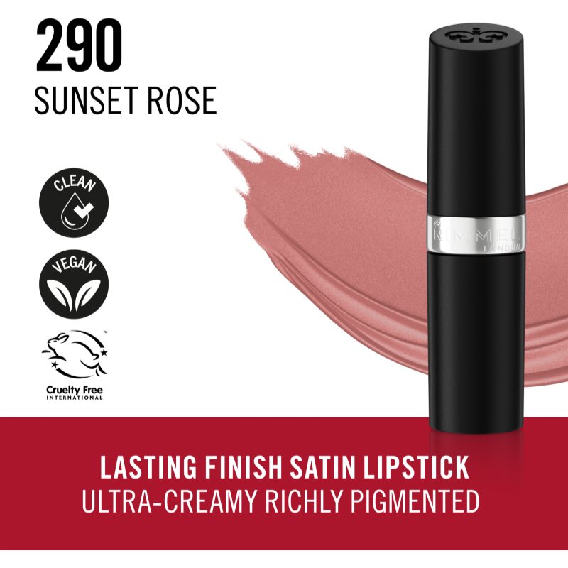 Rimmel Lasting Finish Long-lasting Lipstick Shade 290 Sunset Rose 4 G