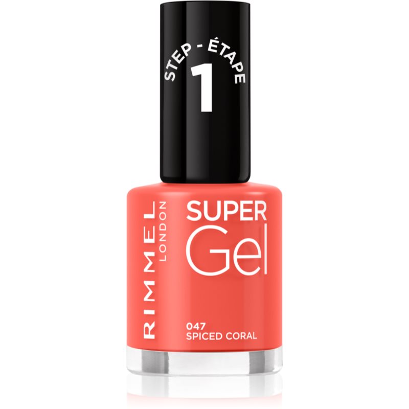 Rimmel Super Gel gel nail polish without UV/LED sealing shade 047 Spiced Coral 12 ml

