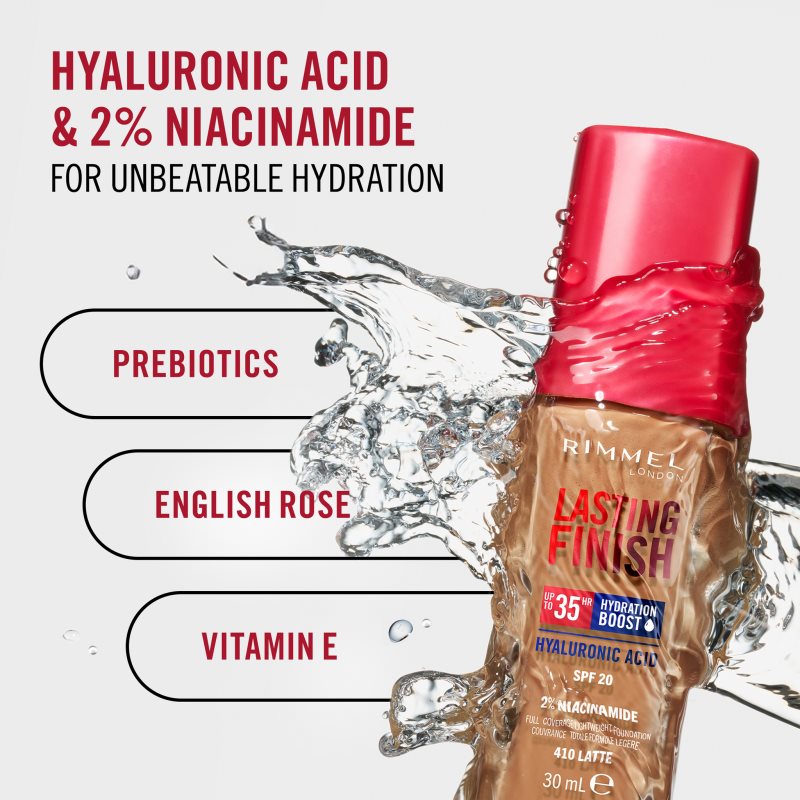 Rimmel Lasting Finish 35H Hydration Boost hydrating foundation SPF 20 shade 300 Sand 30 ml