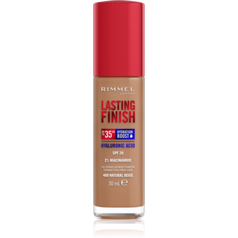 Rimmel Lasting Finish 35H Hydration Boost hydrating foundation SPF 20 shade 400 Natural Beige 30 ml

