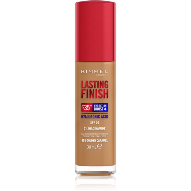 Rimmel Lasting Finish 35H Hydration Boost hydratačný make-up SPF 20 odtieň 403 Golden Caramel 30 ml