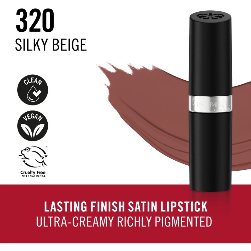 Rimmel Lasting Finish long-lasting lipstick shade 320 Silky Beige 4 g