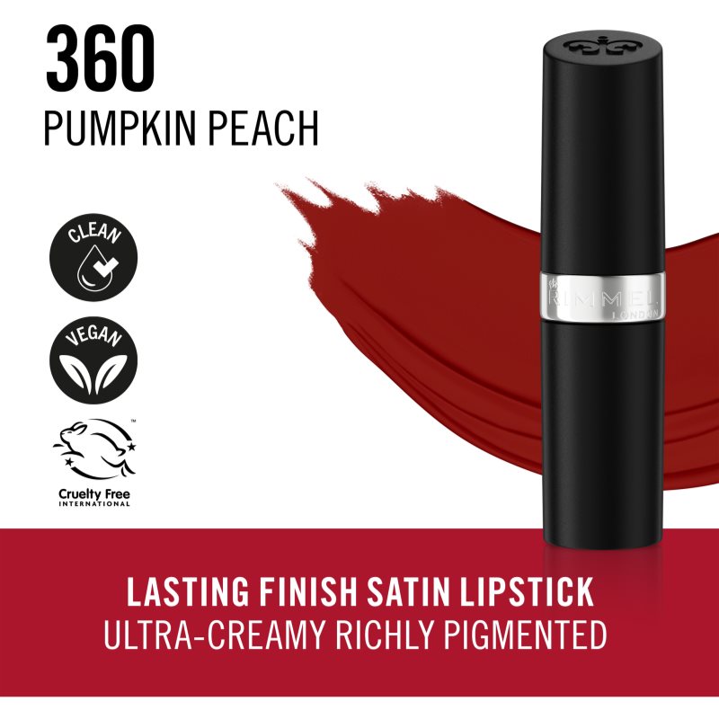 Rimmel Lasting Finish long-lasting lipstick shade 360 Pumpkin Peach 4 g