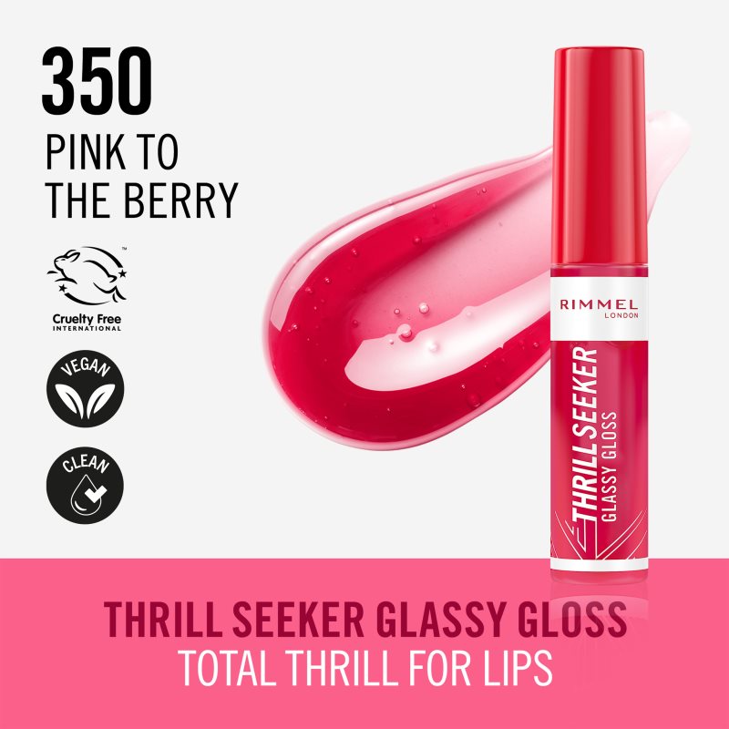 Rimmel Thrill Seeker Glassy Gloss Plumping Lip Gloss Shade 350 Pink To The Berry 10 Ml