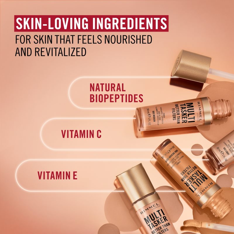 Rimmel Multi-Tasker Better Than Filters Brightening Makeup Primer To Even Out Skin Tone Shade 006 Medium Deep 30 Ml