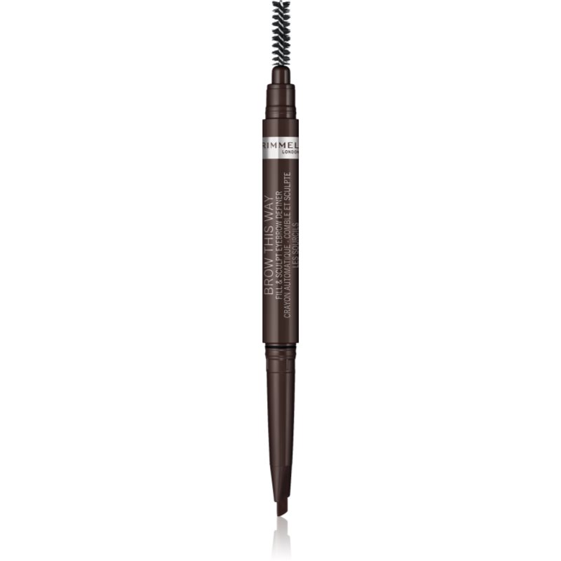 Rimmel Brow This Way ceruzka na obočie s kefkou 2 v 1 odtieň 003 Dark Brown 0,25 g
