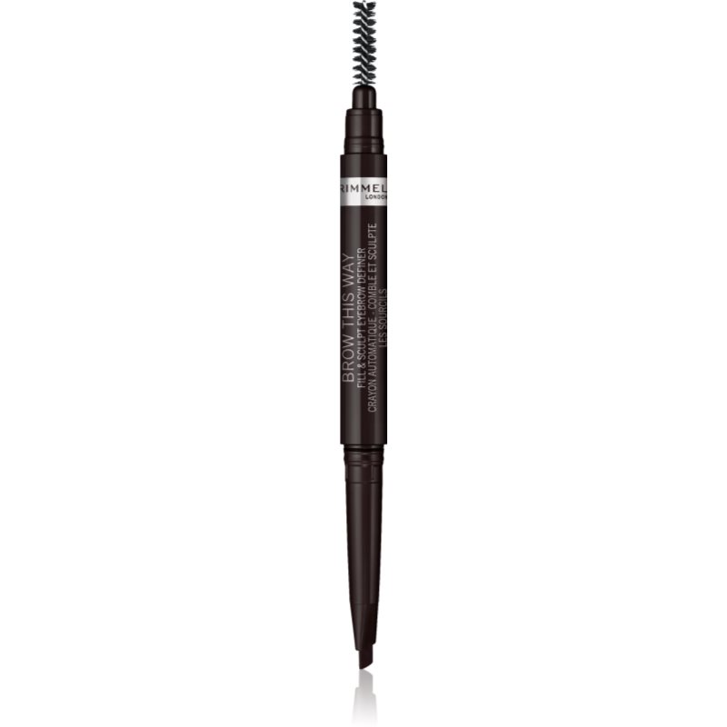 Rimmel Brow This Way ceruzka na obočie s kefkou 2 v 1 odtieň 004 Soft Black 0,25 g