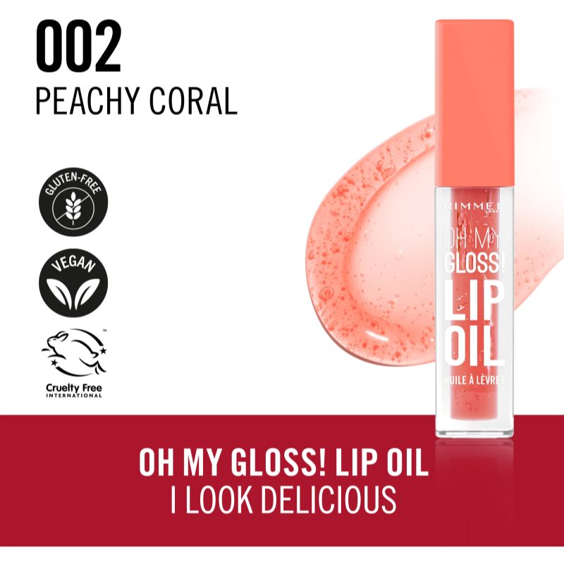 Rimmel Oh My Gloss! Lip Oil olej na rty s hydratačním účinkem odstín 002 Peachy Coral 4.5 ml (obrázek 4)