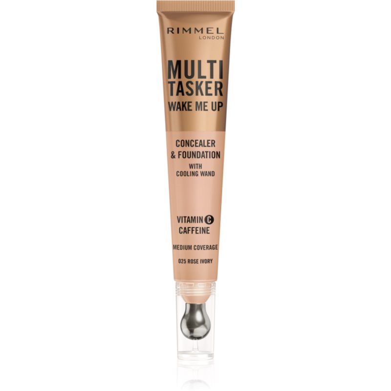 Rimmel Multi-Tasker Wake Me Up Make-up und Korrektor zur Verjüngung der Gesichtshaut Farbton 25 Rose Ivory 20 ml