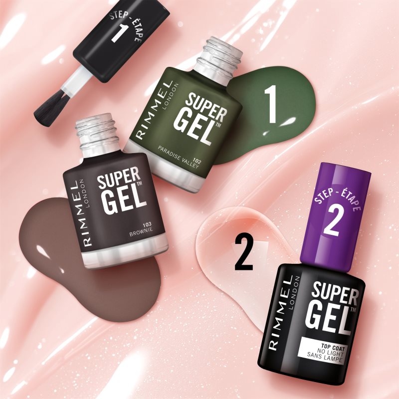 Rimmel Super Gel gel nail polish without UV/LED sealing shade 103 Brownie 12 ml