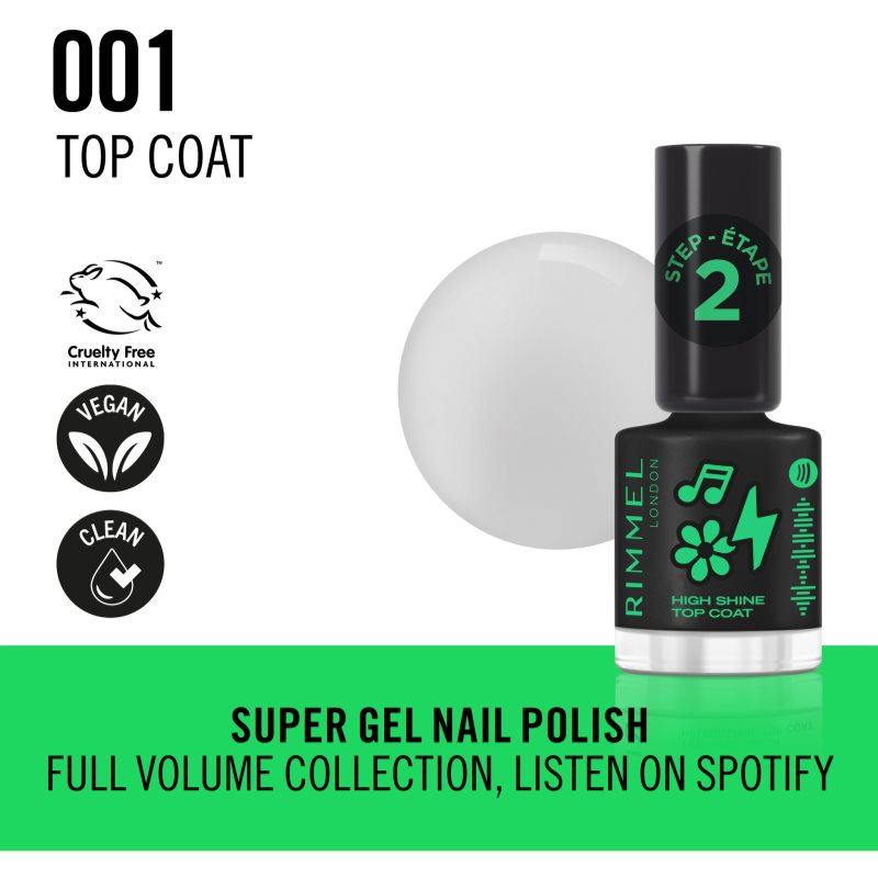 Rimmel Super Gel Lacquer körömlakk árnyalat 001 Top Coat 12 ml termék 2. képe