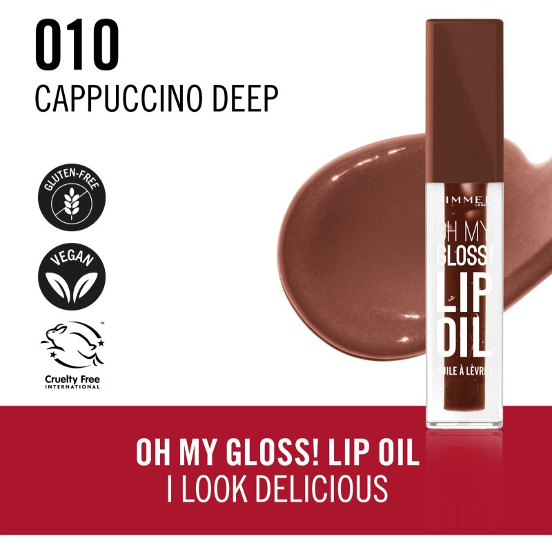 Rimmel Oh My Gloss! Lip Oil olej na rty s hydratačním účinkem odstín 010 Cappuccino Deep 4.5 ml (obrázek 3)