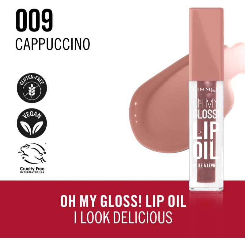 Rimmel Oh My Gloss! Lip Oil olej na rty s hydratačním účinkem odstín 009 Cappuccino 4.5 ml (obrázek 4)