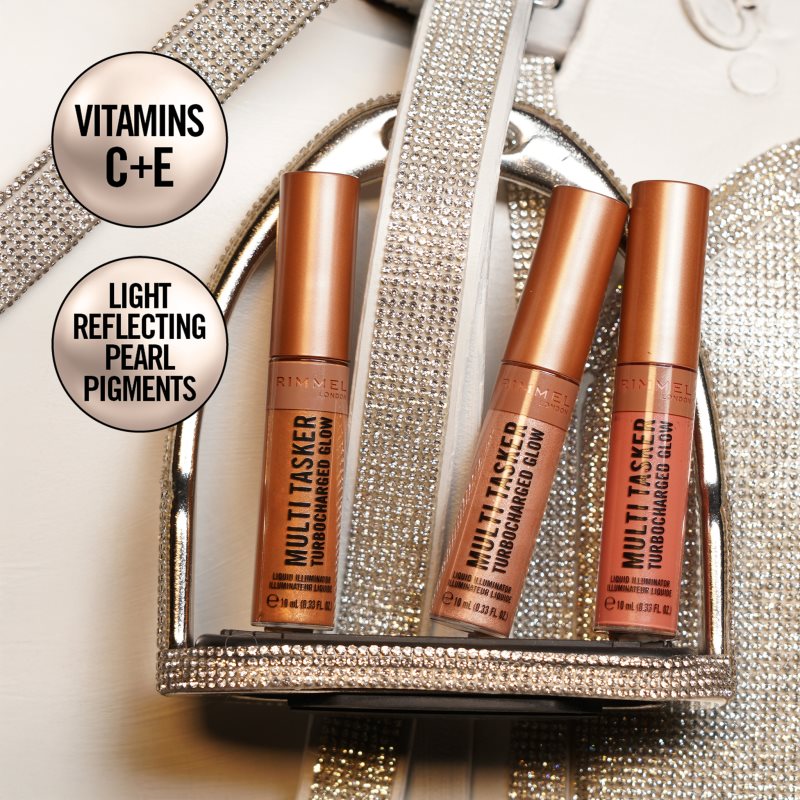 Rimmel Multi-Tasker Turbocharged Glow tekutý rozjasňovač odstín 008 It's Giving Bronze 10 ml (obrázek 7)