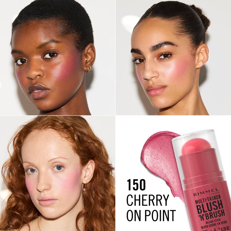 Rimmel Multi-Tasker Blush'N'brush tvářenka v tyčince se štětcem odstín 150 Cherry On Point 8 g (obrázek 3)