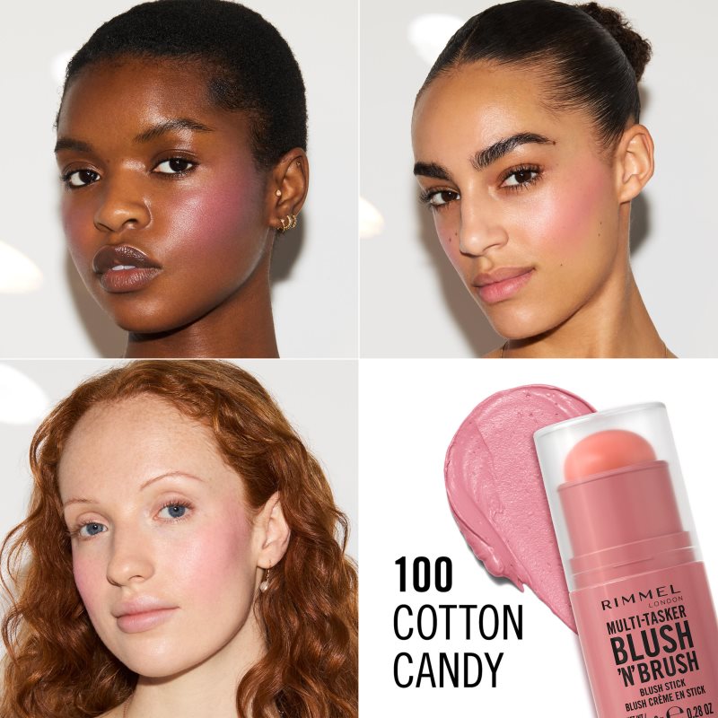 Rimmel Multi-Tasker Blush'N'brush tvářenka v tyčince se štětcem odstín 100 Cotton Candy 8 g (obrázek 3)