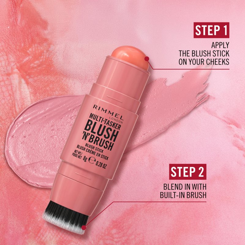 Rimmel Multi-Tasker Blush'N'brush tvářenka v tyčince se štětcem odstín 100 Cotton Candy 8 g (obrázek 6)