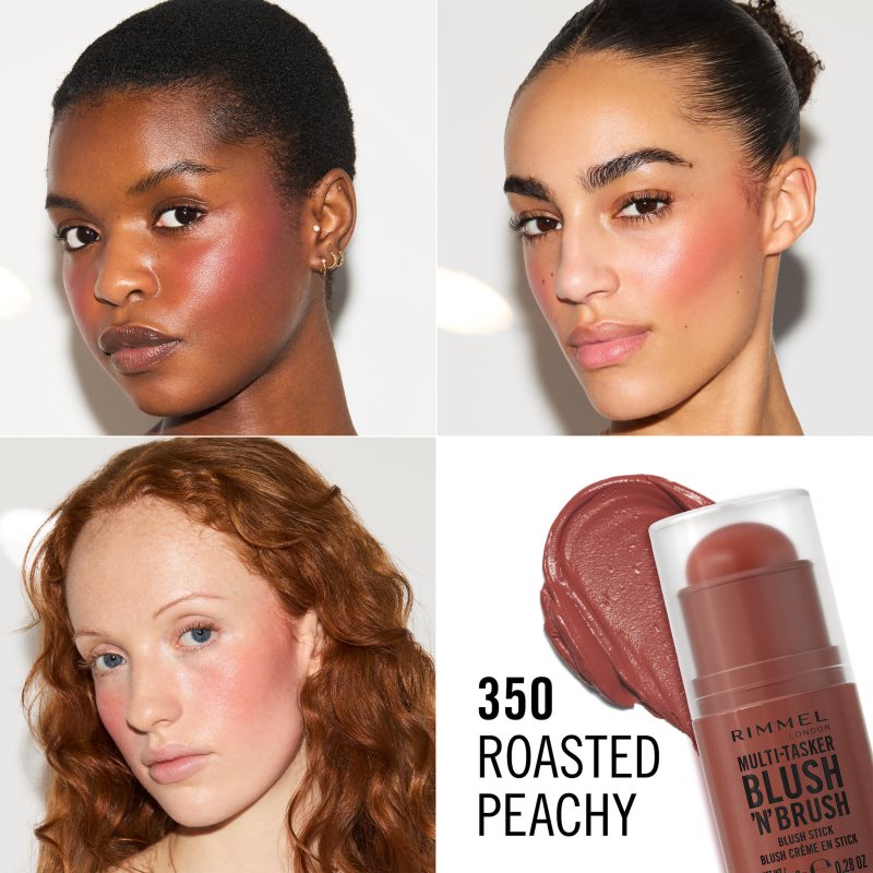Rimmel Multi-Tasker Blush'N'brush tvářenka v tyčince se štětcem odstín 350 Roasted Peach 8 g (obrázek 3)