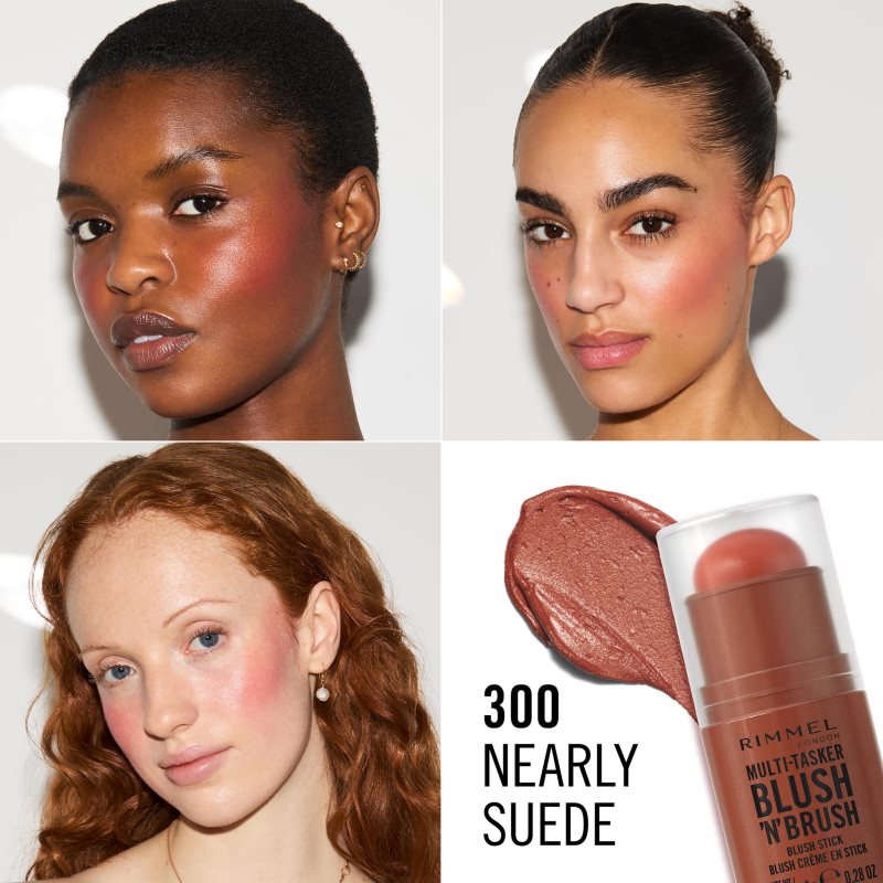 Rimmel Multi-Tasker Blush'N'brush tvářenka v tyčince se štětcem odstín 300 Nearly Suede 8 g (obrázek 3)