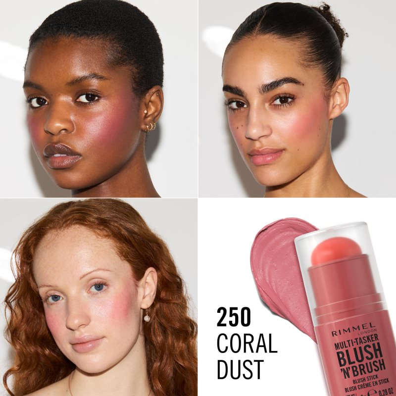 Rimmel Multi-Tasker Blush'N'brush tvářenka v tyčince se štětcem odstín 250 Coral Dust 8 g (obrázek 3)